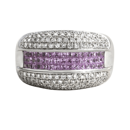 Bague 53 Bague en or gris avec saphirs et diamants 58 Facettes 61100002