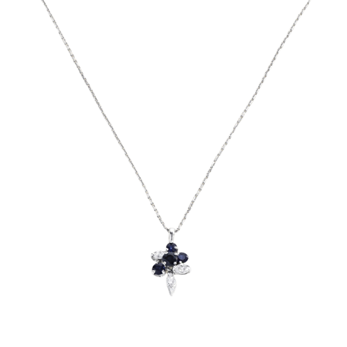 Pendentif en or gris, saphirs et diamants
