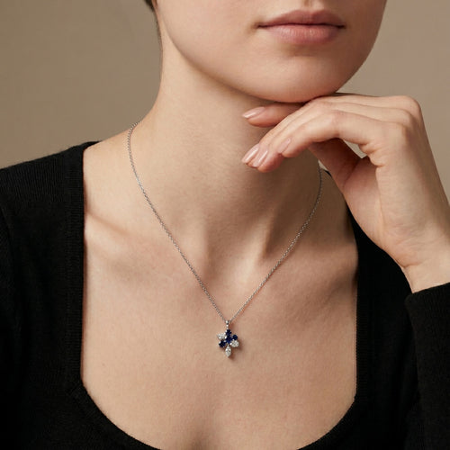 Pendentif Pendentif - Saphirs et diamants en or gris 18 carats 58 Facettes 63700123