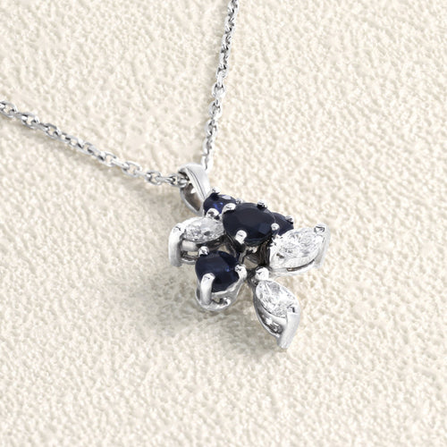 Pendentif Pendentif - Saphirs et diamants en or gris 18 carats 58 Facettes 63700123