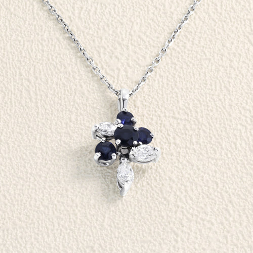 Pendentif Pendentif - Saphirs et diamants en or gris 18 carats 58 Facettes 63700123