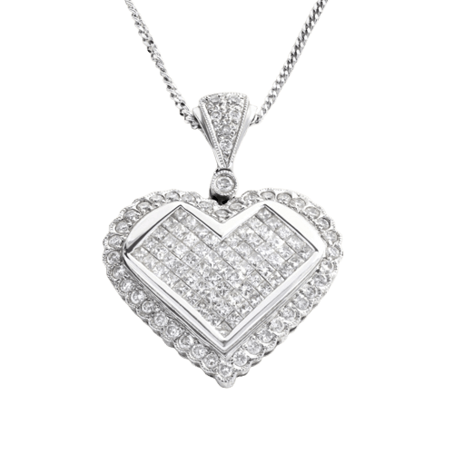 Pendentif Collier cœur en or blanc et diamants 58 Facettes 64700122