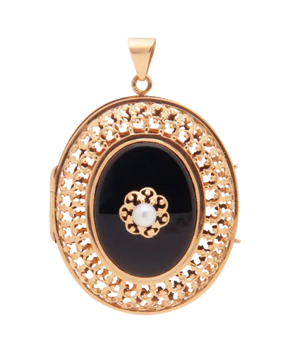 Pendentif Pendentif médaillon en or rose 18K, onyx et perle fine 58 Facettes BO220334/MEDAILLONONYXCISELE