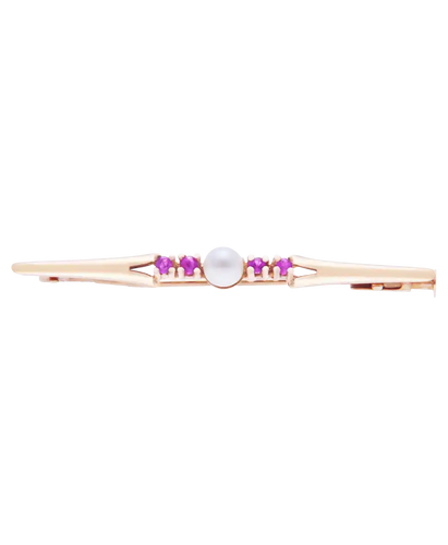 Broche Brochy - Broche en or rose 18 carats avec rubis et perle 58 Facettes BO210061/BROCHY