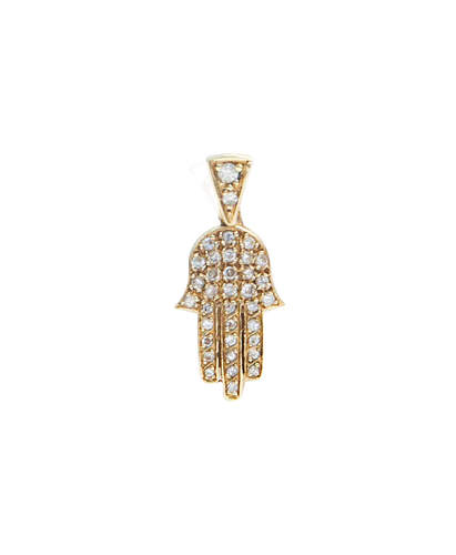 Pendentif Main de Fatma - Pendentif en or jaune 18 carats et diamants 58 Facettes BO220526/MAINDEFATMA