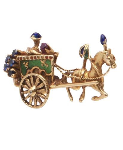 Broche Lido - Broche carrosse en or jaune, saphirs et rubis 58 Facettes BO220745/CarosseduLIDO