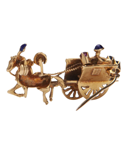 Broche Lido - Broche carrosse en or jaune, saphirs et rubis 58 Facettes BO220745/CarosseduLIDO