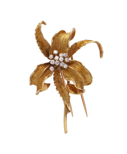 Broche Fleur de Diamants - Broche fleur en or jaune et diamants 58 Facettes BO220678/FleurdeDiamants