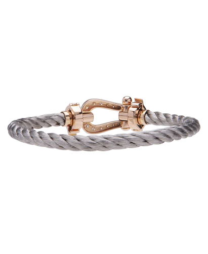 Bracelet Mousqueton - Bracelet en or rose, acier et diamants 58 Facettes BO220683/MousquetonOretDiamants