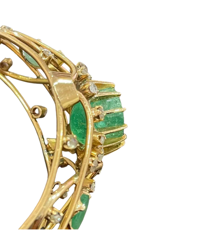 Bracelet ZINA - Bracelet jonc rigide en or jaune 18 carats, diamants et émeraudes 58 Facettes BO220349/ZINA