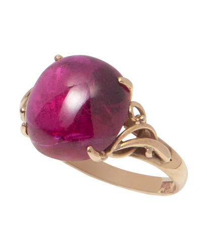 Bague 52 Grandeur - Bague solitaire en or rose 18K avec rubis cabochon 58 Facettes BO230428/GRANDEUR