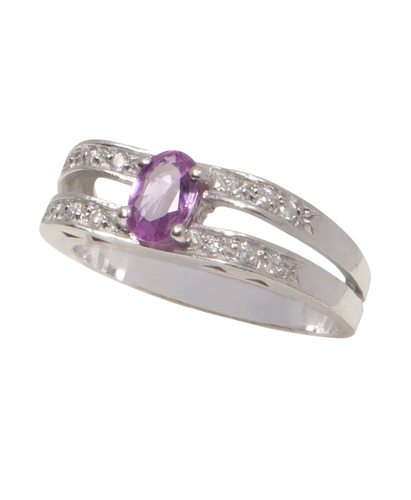Bague 53 La Vie en Rose - Bague épaulée en or blanc, saphir rose et diamants 58 Facettes BO220252/LAVIEENROSE