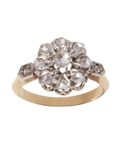 Bague 52 Bague vintage en or jaune 18 carats et diamants taille rose 58 Facettes BO220246/DiamantsenRosacesCira1950