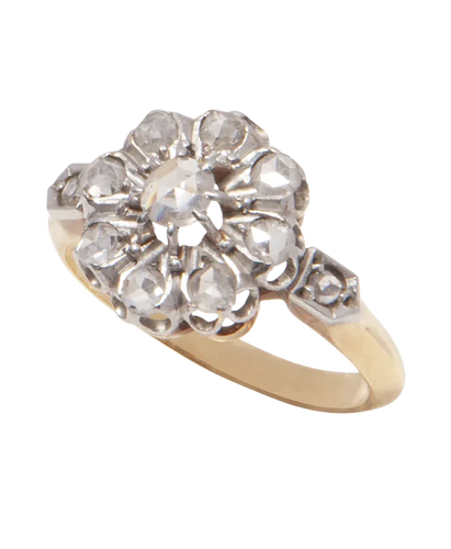 Bague 52 Bague vintage en or jaune 18 carats et diamants taille rose 58 Facettes BO220246/DiamantsenRosacesCira1950