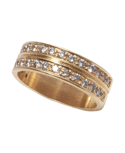 Bague 52 Double alliance - Bague demi-tour en or jaune 18 carats et diamants 58 Facettes BO220058/DoubleAlliance