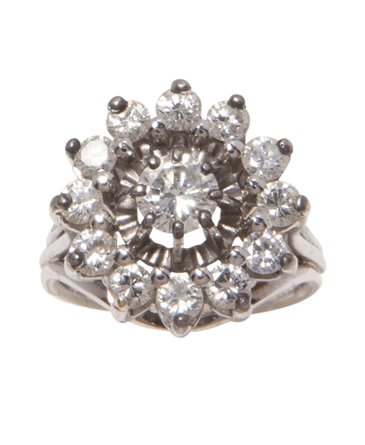 Bague 51 Marguerite - Bague en or blanc 18 carats et diamants 58 Facettes BO210492/MARGUERITEDIAMANTS1970