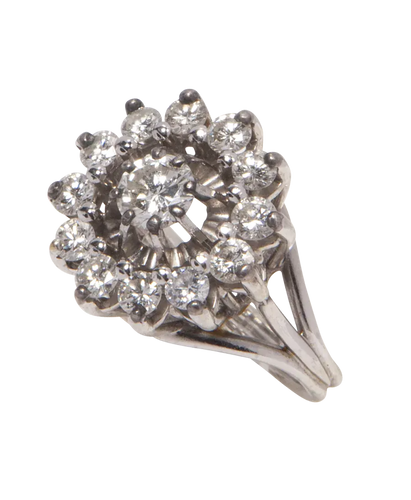 Bague 51 Marguerite - Bague en or blanc 18 carats et diamants 58 Facettes BO210492/MARGUERITEDIAMANTS1970