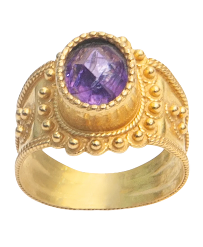 Bague 54 Majesté Malienne - Bague en or jaune 22 carats et améthyste 58 Facettes BO220264/MAJESTEMALIENNE