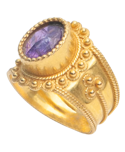 Bague 54 Majesté Malienne - Bague en or jaune 22 carats et améthyste 58 Facettes BO220264/MAJESTEMALIENNE