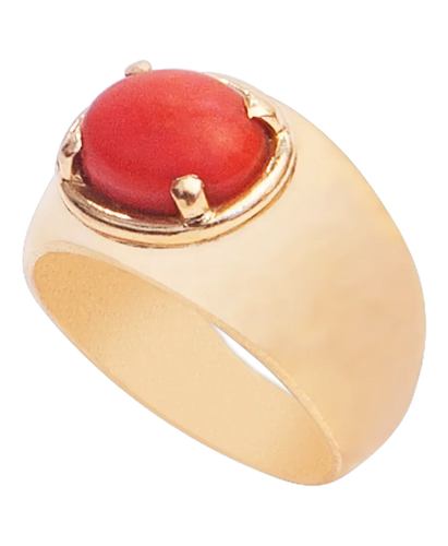 Bague 53 Bague cabochon rouge en or jaune 18 carats 58 Facettes BO210449/ROUGECABOCHON/PHOTO