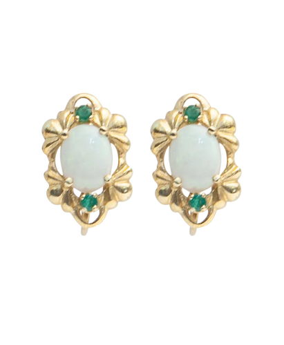 Boucles d'oreilles Boucles d’oreilles pendantes en or jaune 18 carats, émeraudes et opales 58 Facettes BO220026/OPALEEMERAUDE