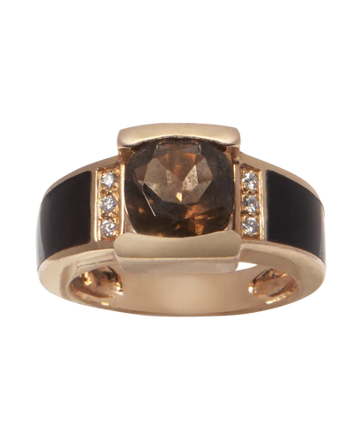Bague 58 Clozeau Vénus - Bague épaulée en or rose, quartz et diamants 58 Facettes BO230094/VÉNUSCLOZEAU