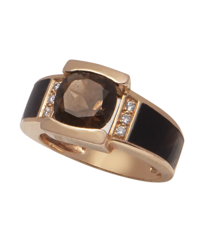 Bague 58 Clozeau Vénus - Bague épaulée en or rose, quartz et diamants 58 Facettes BO230094/VÉNUSCLOZEAU