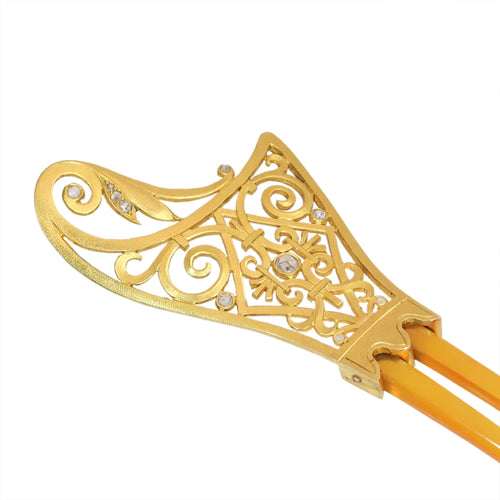 Montre Peigne à cheveux Art nouveau en or jaune 18K, corne et diamants 58 Facettes 18017-0151