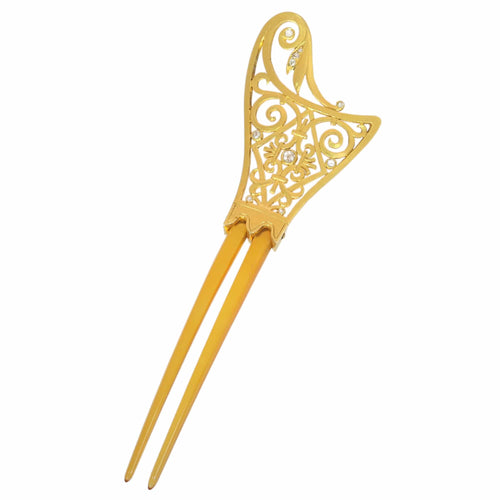 Montre Peigne à cheveux Art nouveau en or jaune 18K, corne et diamants 58 Facettes 18017-0151