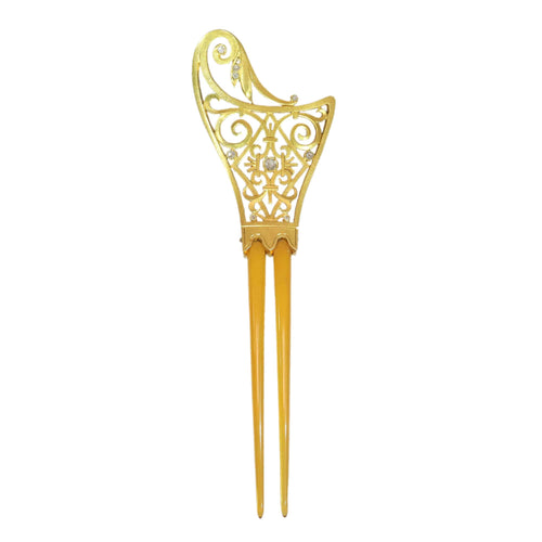 Montre Peigne à cheveux Art nouveau en or jaune 18K, corne et diamants 58 Facettes 18017-0151