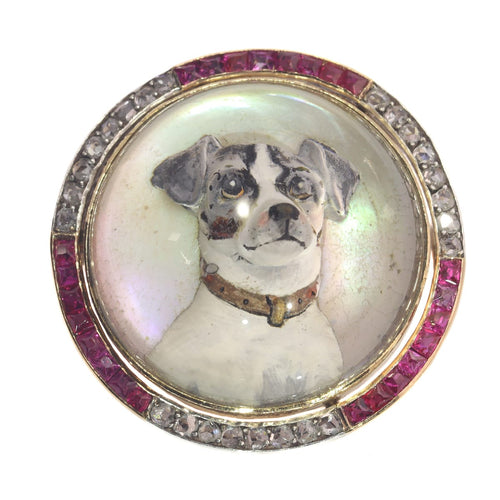 Broche Broche Jack Russell Terrier en or 18K, diamants et rubis 58 Facettes 21007-0047