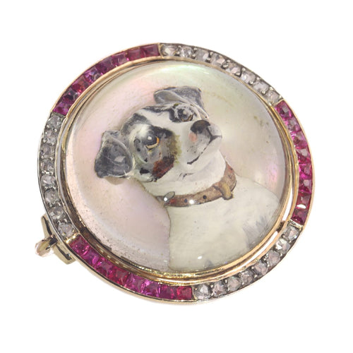 Broche Broche Jack Russell Terrier en or 18K, diamants et rubis 58 Facettes 21007-0047