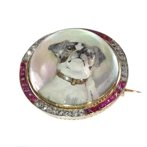 Broche Broche Jack Russell Terrier en or 18K, diamants et rubis 58 Facettes 21007-0047