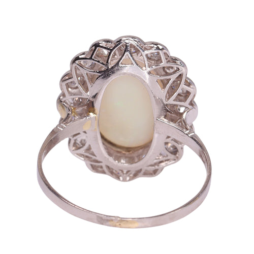 Bague 60 Bague vintage années 1950 en platine, opale et diamants 58 Facettes 17226-0017
