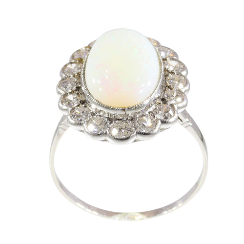 Bague 60 Bague vintage années 1950 en platine, opale et diamants 58 Facettes 17226-0017