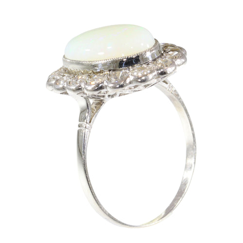 Bague 60 Bague vintage années 1950 en platine, opale et diamants 58 Facettes 17226-0017