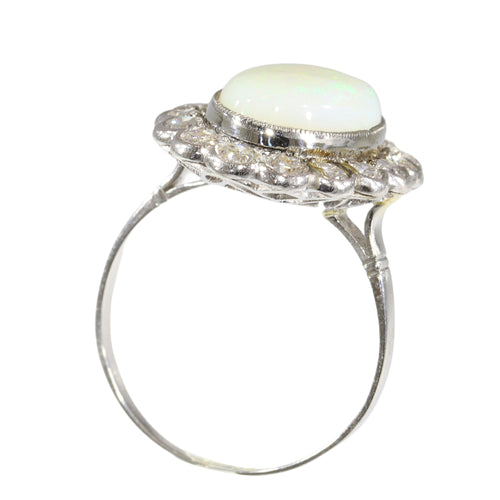Bague 60 Bague vintage années 1950 en platine, opale et diamants 58 Facettes 17226-0017