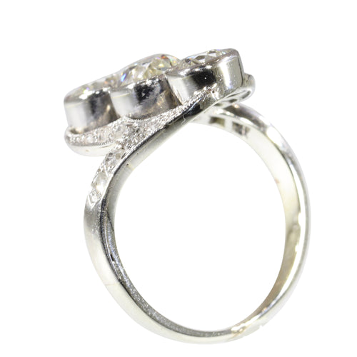 Bague 54 Bague Belle Époque trois diamants en or blanc 18K 58 Facettes 25351-0042