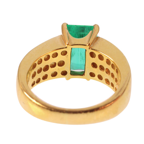 Bague 51 Kutchinsky - Bague de fiançailles en or jaune 18K émeraude 2,33 ct et diamants 58 Facettes 13262-0119