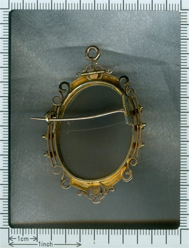 Pendentif Camée victorien - Pendentif et broche en or rouge 18K émaillé 58 Facettes 15209-0125