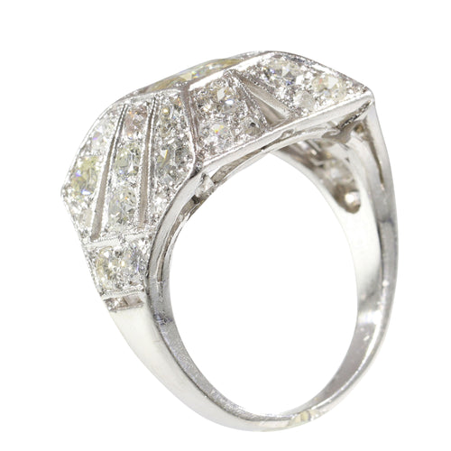 Bague 54 Bague de fiançailles Art déco en platine et diamants (vers 1930) 58 Facettes 16330-0222
