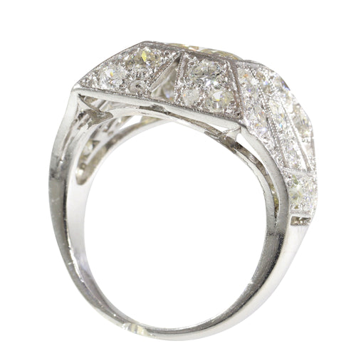 Bague 54 Bague de fiançailles Art déco en platine et diamants (vers 1930) 58 Facettes 16330-0222