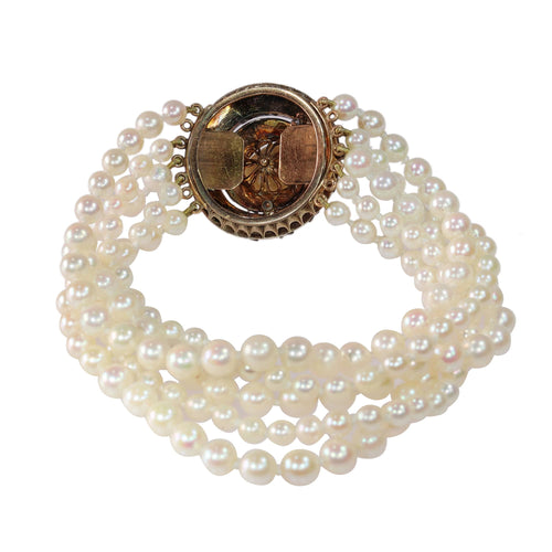 Bracelet Bracelet victorien en or rouge 18k, argent, perles et diamants 58 Facettes 16323-0044
