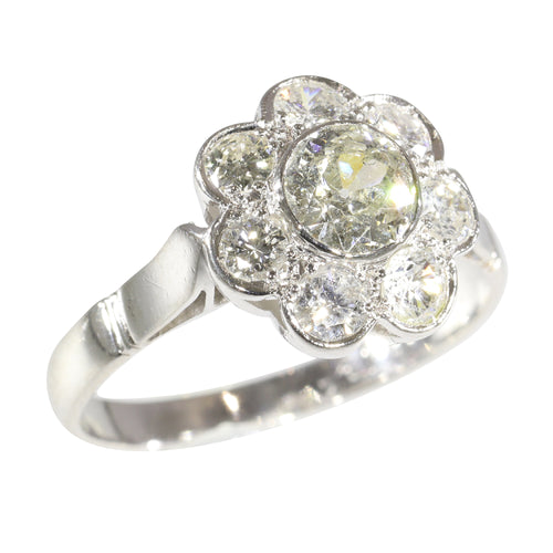 Bague 55 Bague de fiançailles vintage années 1950 en platine et diamants 58 Facettes 17185-0383