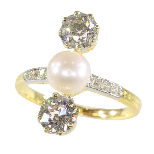Bague 54 Bague de fiançailles Belle Époque 1915 en or 18K et diamants 58 Facettes 18256-0130