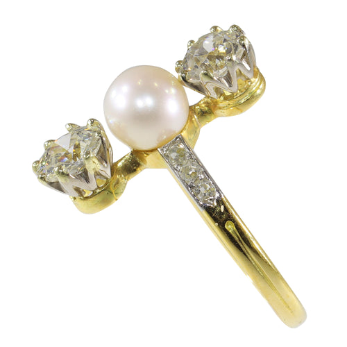 Bague 54 Bague de fiançailles Belle Époque 1915 en or 18K et diamants 58 Facettes 18256-0130