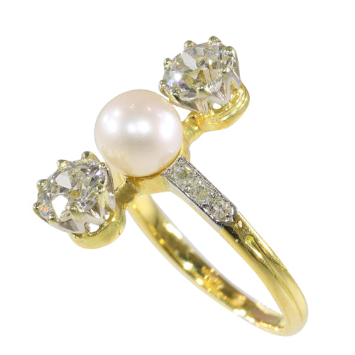 Bague 54 Bague de fiançailles Belle Époque 1915 en or 18K et diamants 58 Facettes 18256-0130