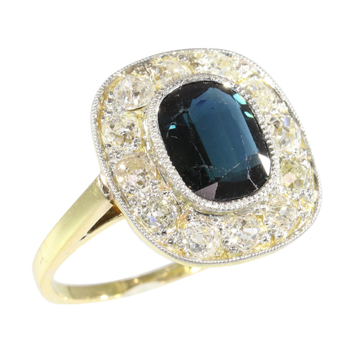 Bague 51 Bague vintage - Saphir et diamants en or jaune 18K 58 Facettes 18351-0023