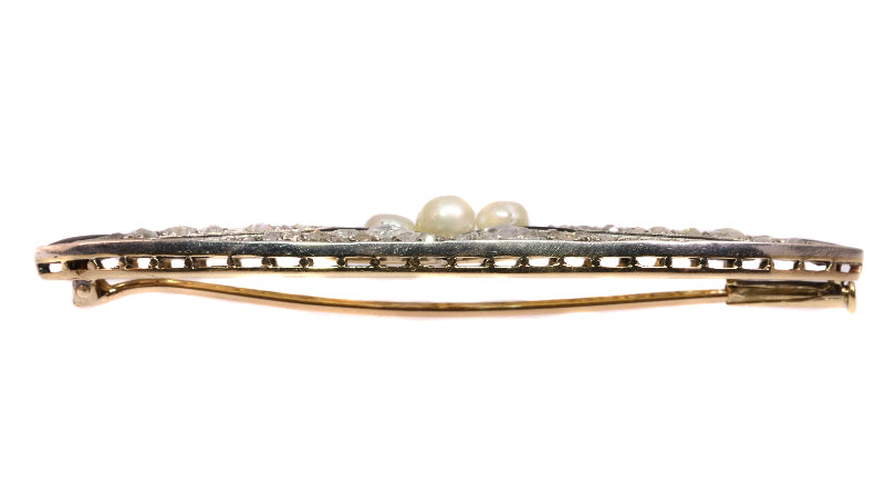 Broche Broche Art déco en argent sur or 18K, diamants, onyx et perles 58 Facettes 18309-0001