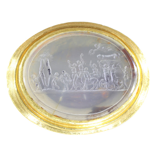 Bague 56 Bague sceau classique du XVIIIe siècle en or jaune, intaille agate 58 Facettes 19087-0061